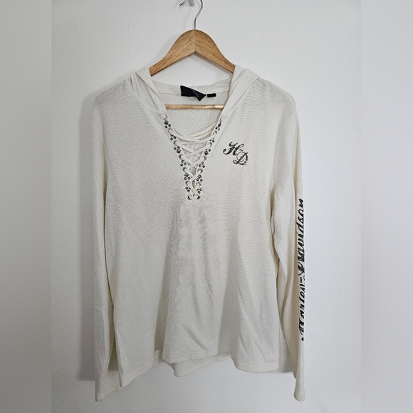 Womens 2XL Harley Davidson Henley Hoodie - Picture 1 of 6